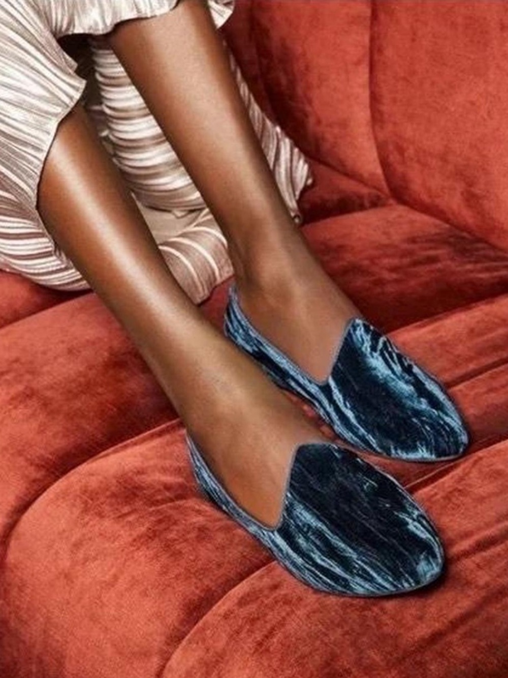 BIRDIES Starling Women’s Jewel Toned Velvet Sapphire Slipper Loafer NEW Size 8.5